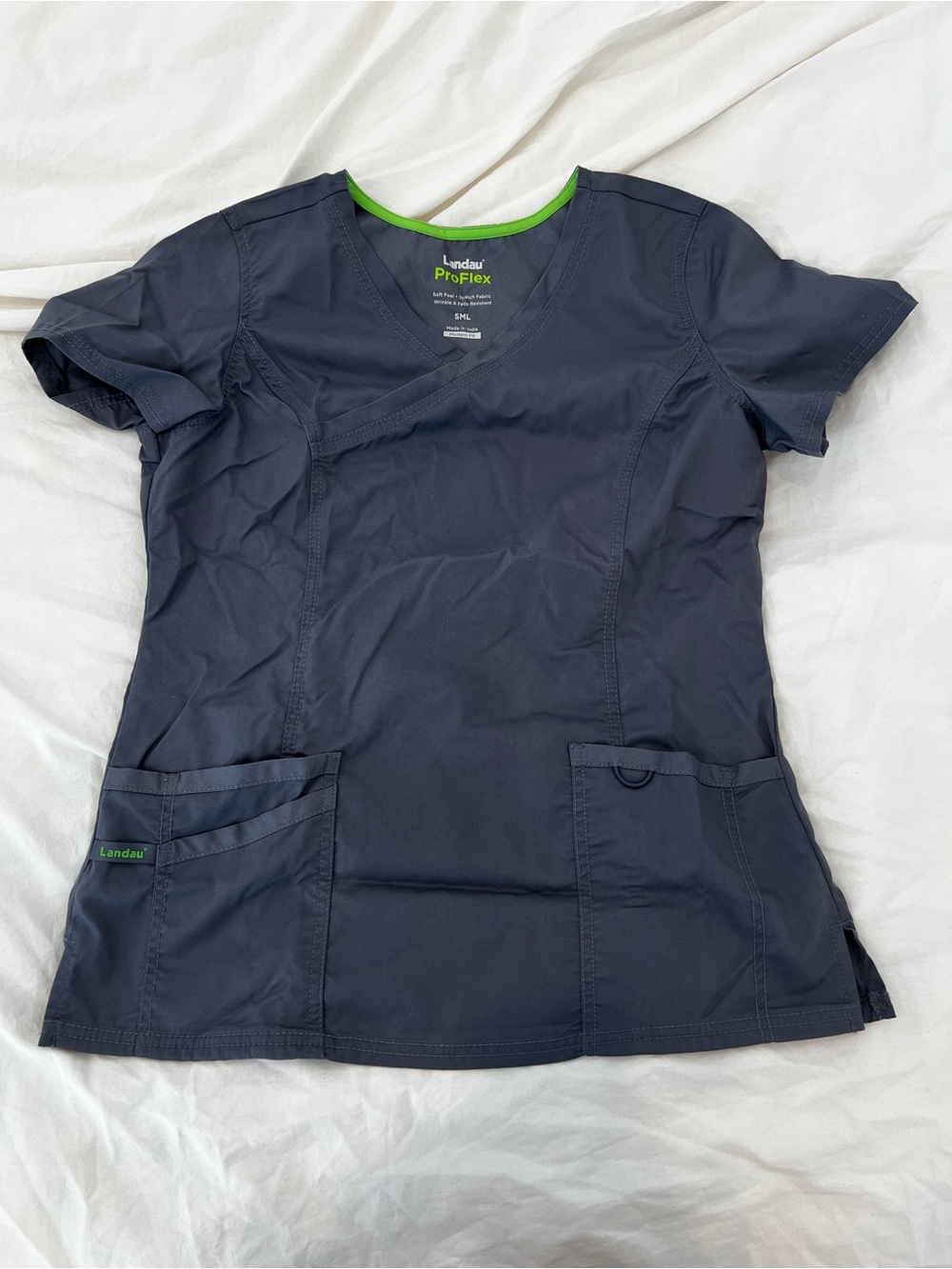Landau Medical Scrub Top in Slate Gray with Subtle Blue Tone
